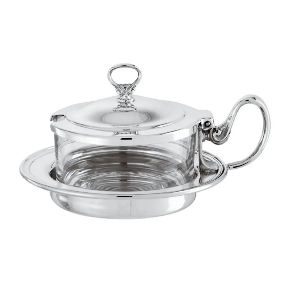 Contour Grated Cheese Pot W/Crystal Insert Round 5 Epns