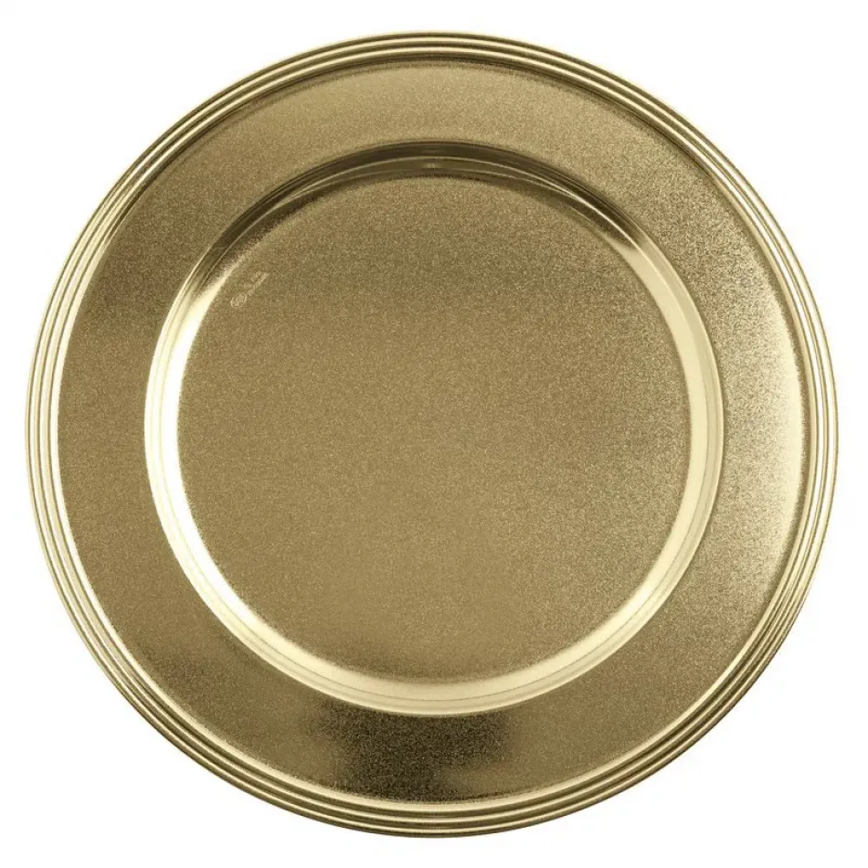 Avenue Show Plate Striped Edge Round 12 1/4 Diamond Pvd White Gold