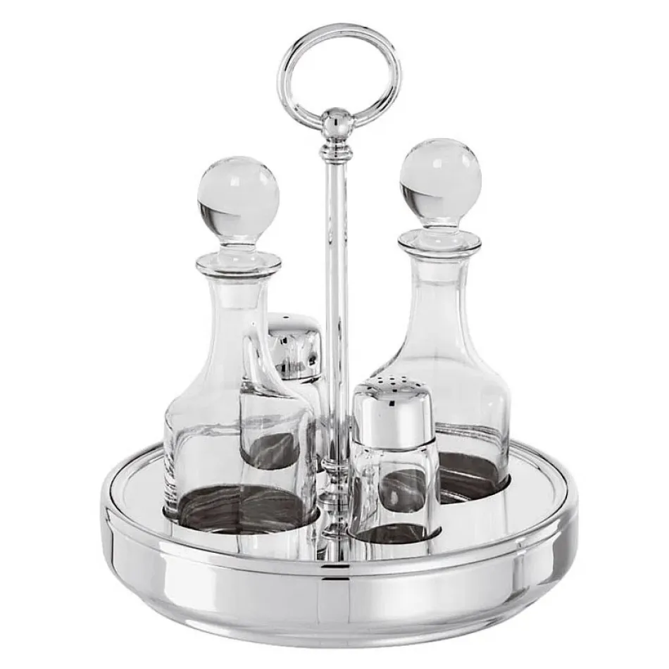 Contour Cruet Set 4 Pieces With Crystal 7 1/2 18/10 Stainless Steel