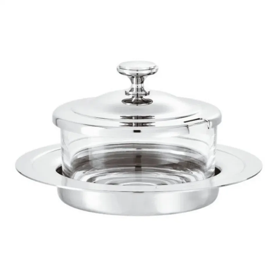 Elite Grated Cheese Pot With Crystal Round 5 3/8 Silverplated
