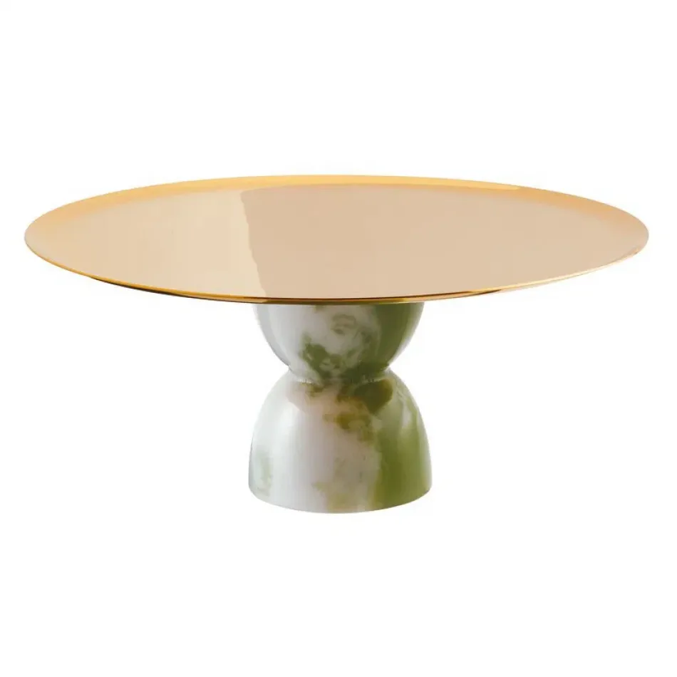 Madame Footed Stand 3.75 8 1/2 In H Pvd Gold/Jade Resin