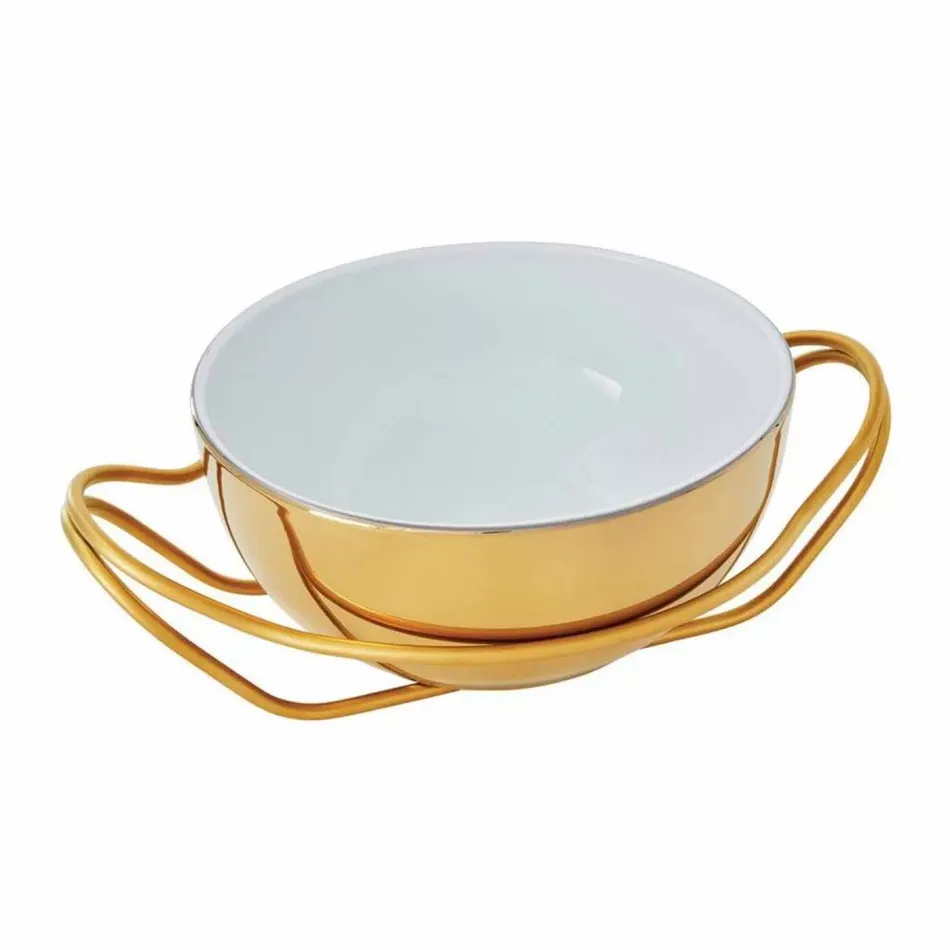 New Living Round Spaghetti Dish Set Round 10 5/8 Pvd Gold Mirror