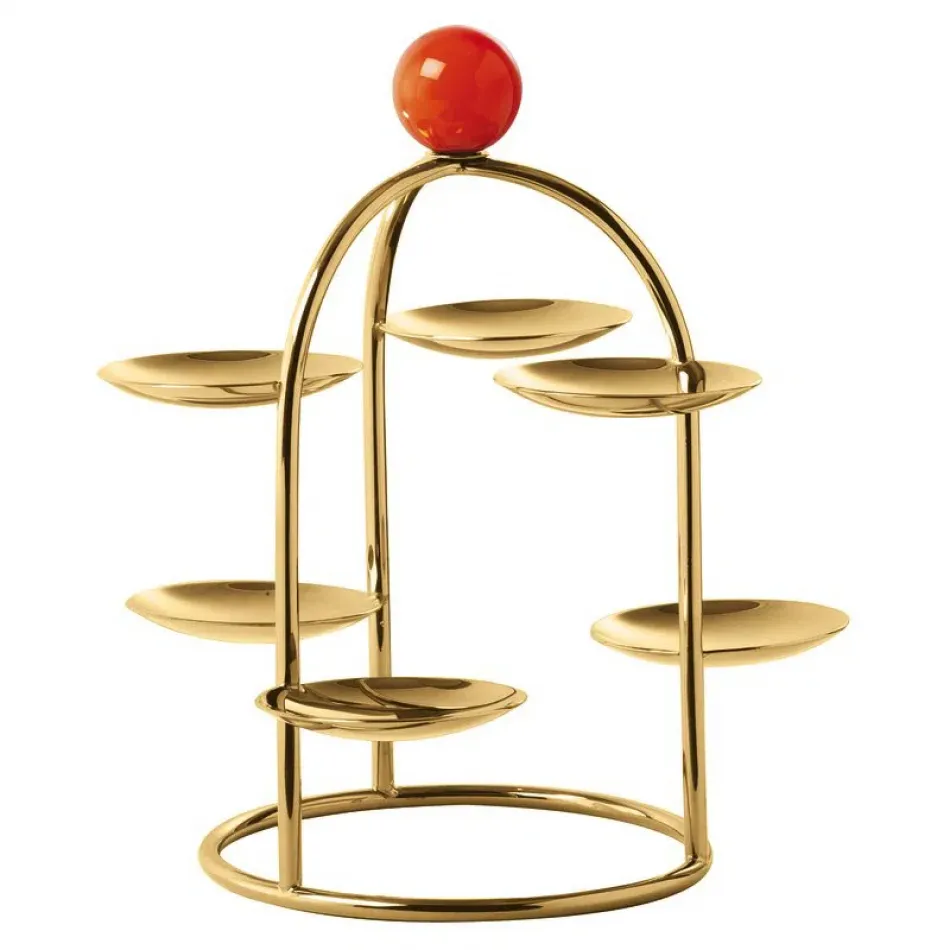 Penelope Pastry Stand, 6 Small Dishes 7 1/8X6 1/4 Pvd Gold