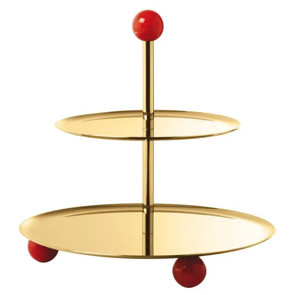 Penelope Pastry Stand 2 Tiers Round 8 5/8 Pvd Gold