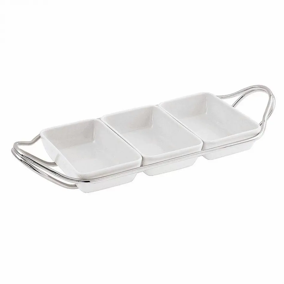 New Living Rectangular Hors D'Oeuvre Tray Set 14 1/8X7 1/8 Mirror Stainless Steel