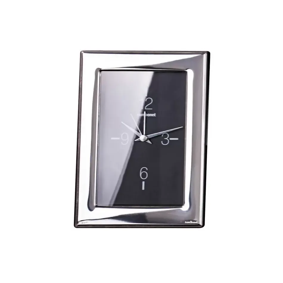 Frames Flat Clock 3 1/2 X 5 In. Silver Bilaminate