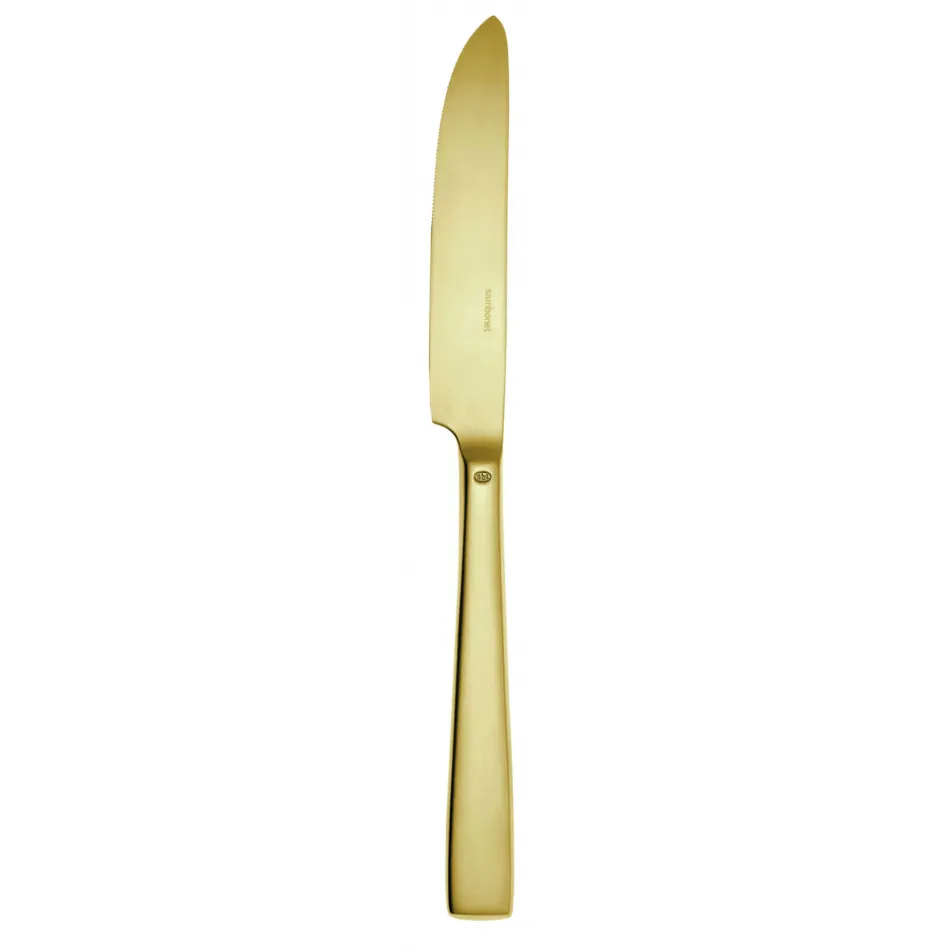 Flat Antico Gold Table Knife Solid Handle 9 5/16 In 18/10 Stainless Steel Antico Pvd Finishing (Special Order)