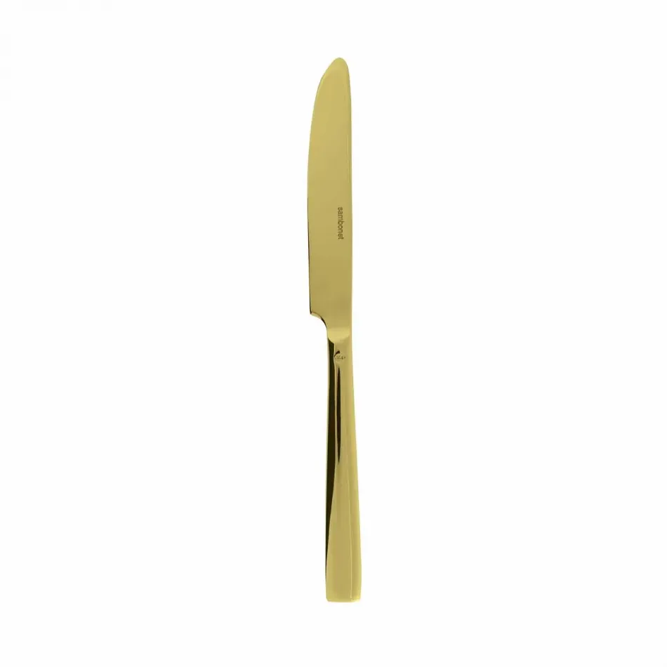 Flat Pvd Gold Dessert Knife Solid Handle 8 3/16 in 18/10 Stainless Steel Pvd Mirror (Special Order)