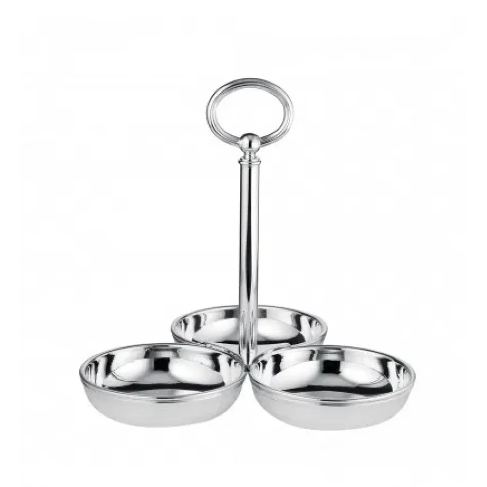 Rencontre Snack Server 3 Small Cups 8.25 in. Silverplated