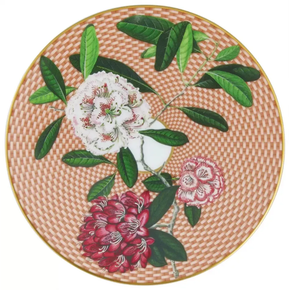 Tresor Fleuri Beige Rhododendron Coupe Plate Flat 6.3 in Gift Box