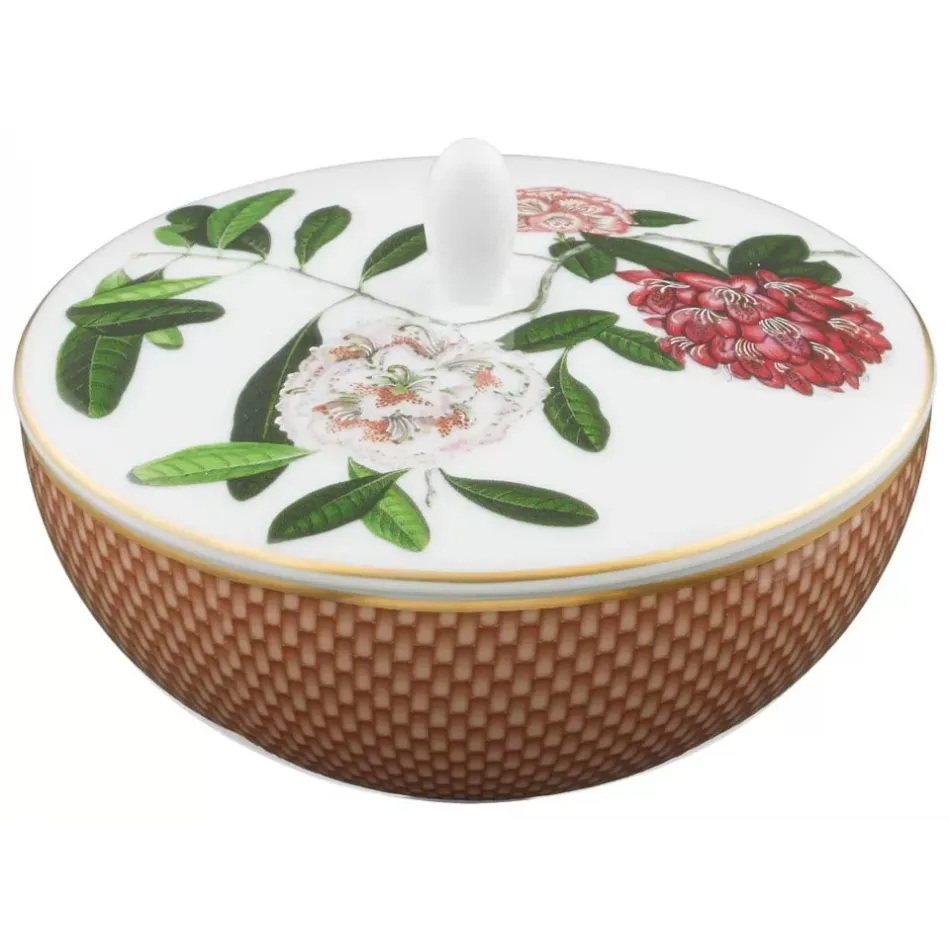 Tresor Fleuri Beige Rhododendron Sugar Bowl 4.65 in Gift Box