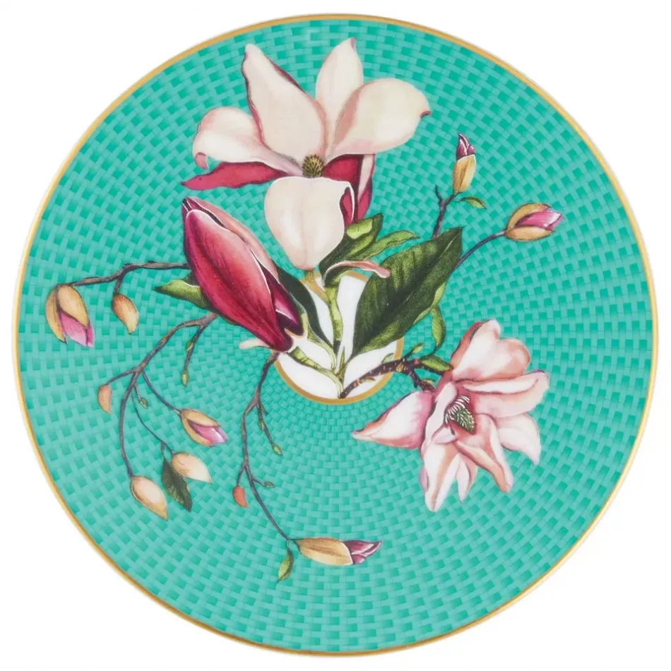 Tresor Fleuri Turquoise Magnolia Coupe Plate Flat 6.3 in Gift Box