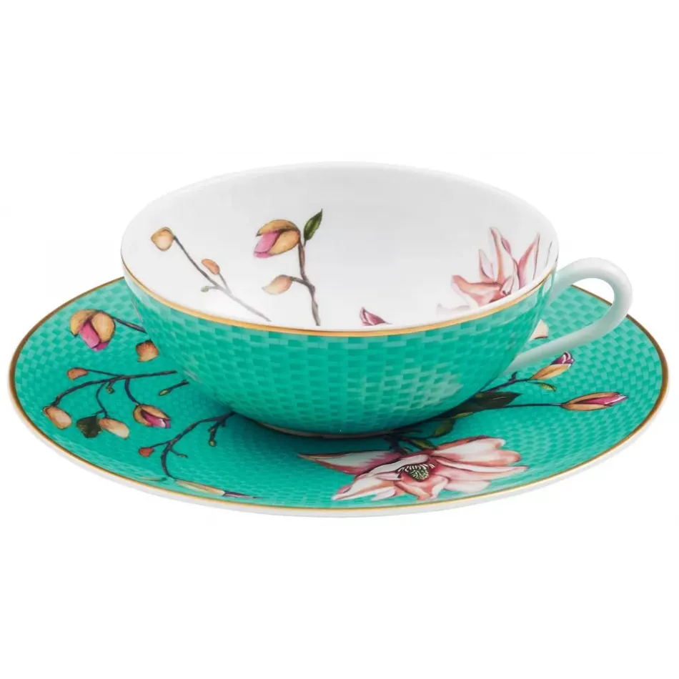 Tresor Fleuri Tea Cup Extra And Saucer Magnolia Diam 4.5 in Gift Box