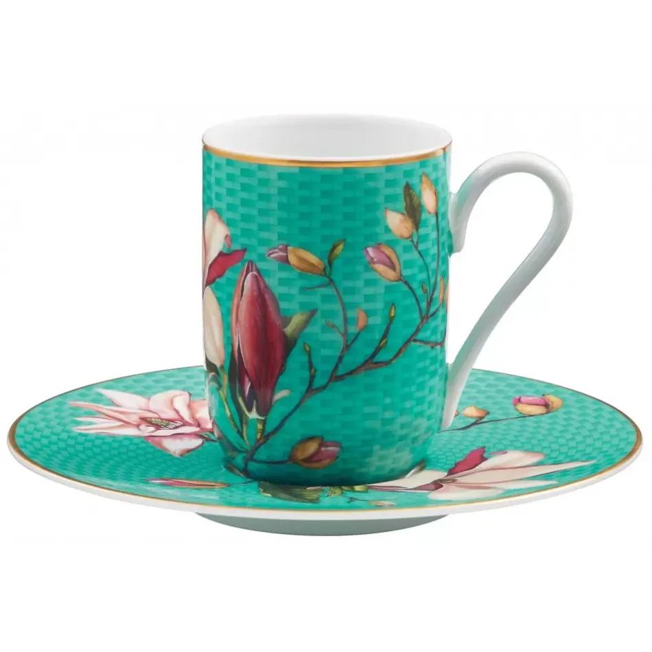 Tresor Fleuri Espresso Cup And Saucer Magnolia Diam 3.1 in Gift Box