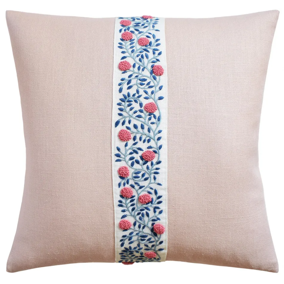 Ashoka Slubby Linen Shell Pink Ashoka Rose and Sky Tape Pillow