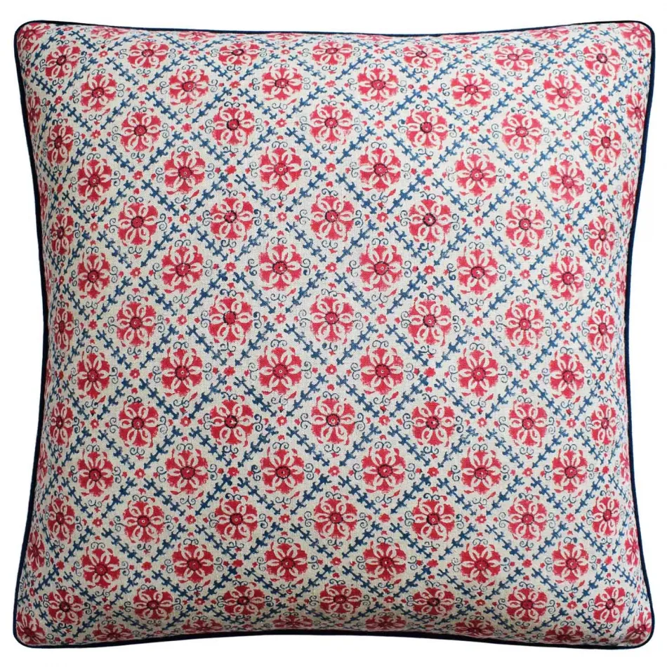 Camden Trellis Red Blue Pillow