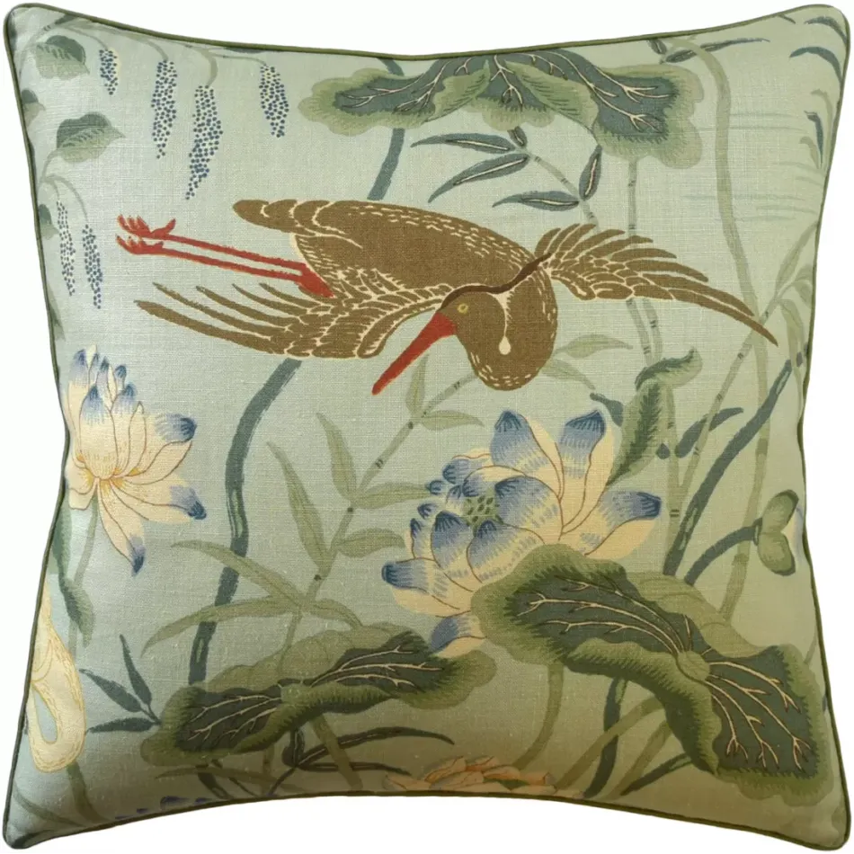 Lotus Garden Aqua 22 x 22 in Pillow