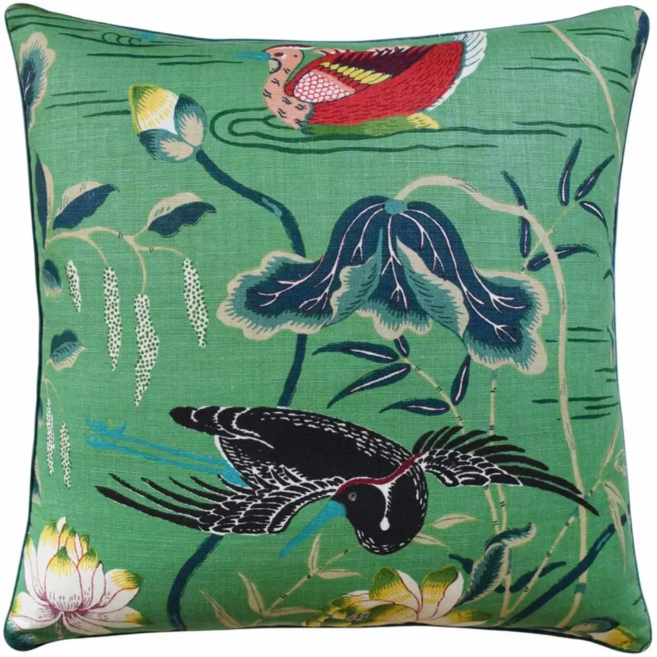 Lotus Garden Jade 22 x 22 in Pillow