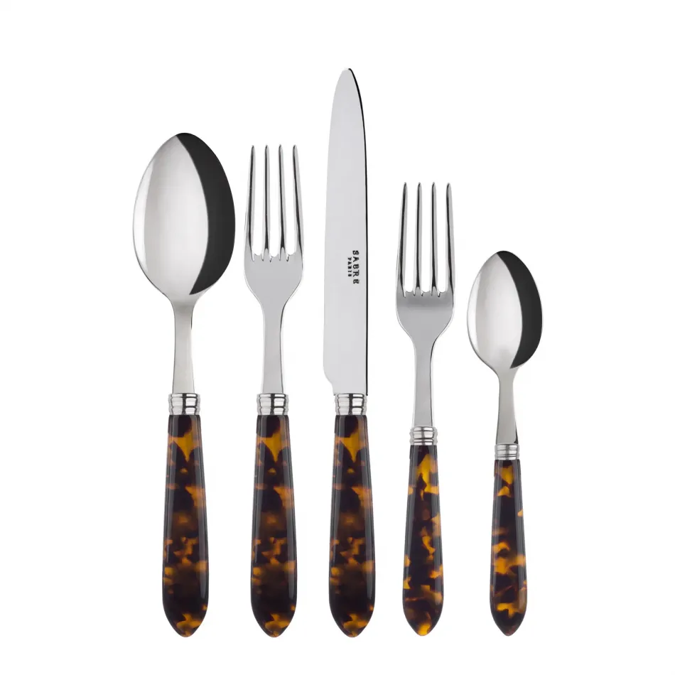 Faux Tortoise 5-Pc Setting (Dinner Knife, Dinner Fork, Soup Spoon, Salad Fork, Teaspoon)