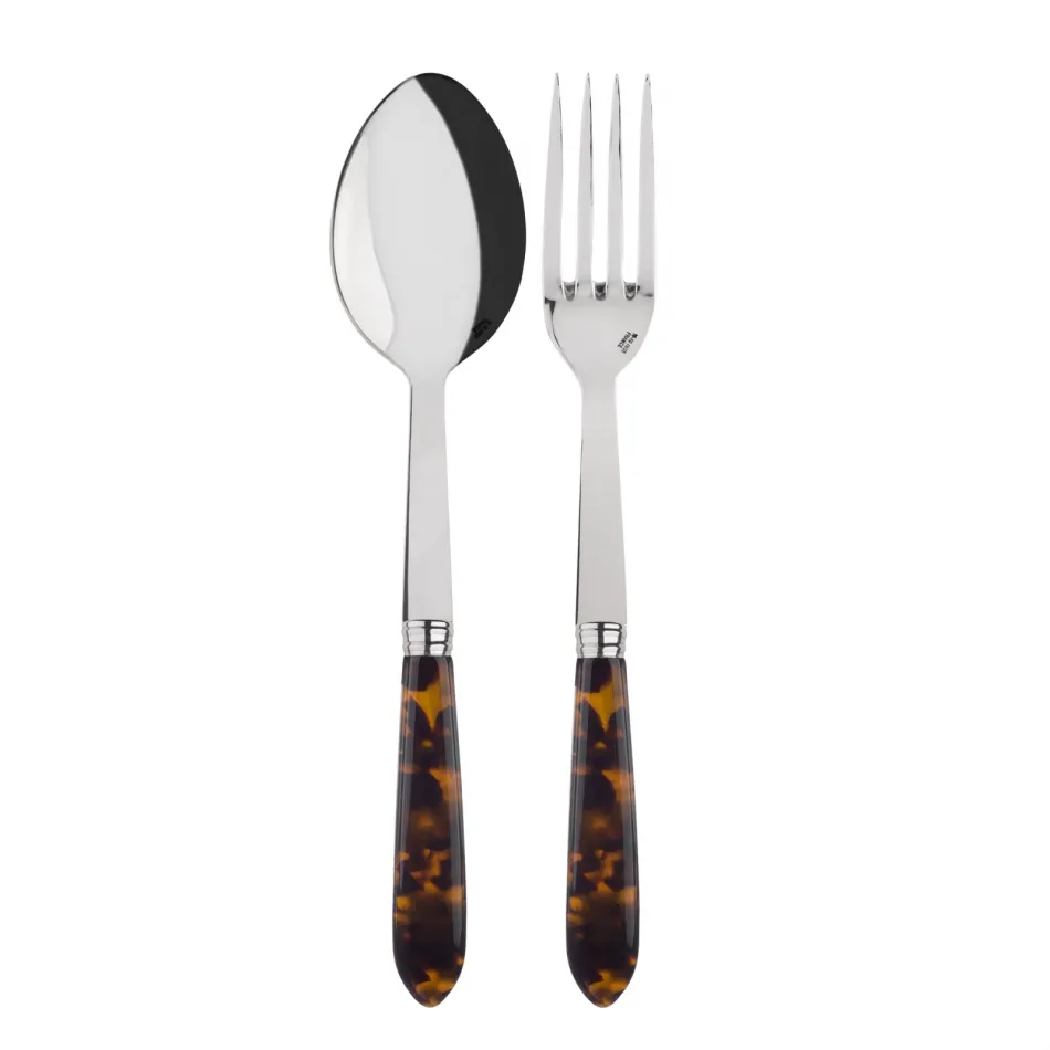 Faux Tortoise 2-Pc Serving Set 10.25" (Fork, Spoon)