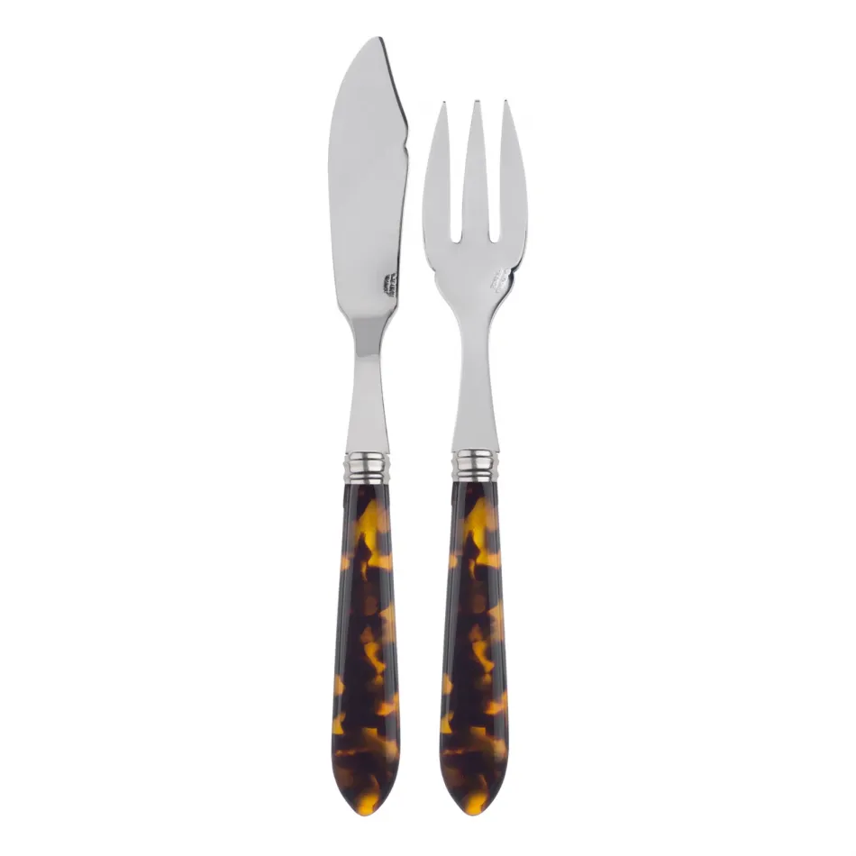 Faux Tortoise Fish Set 8.25" (Knife, Fork)