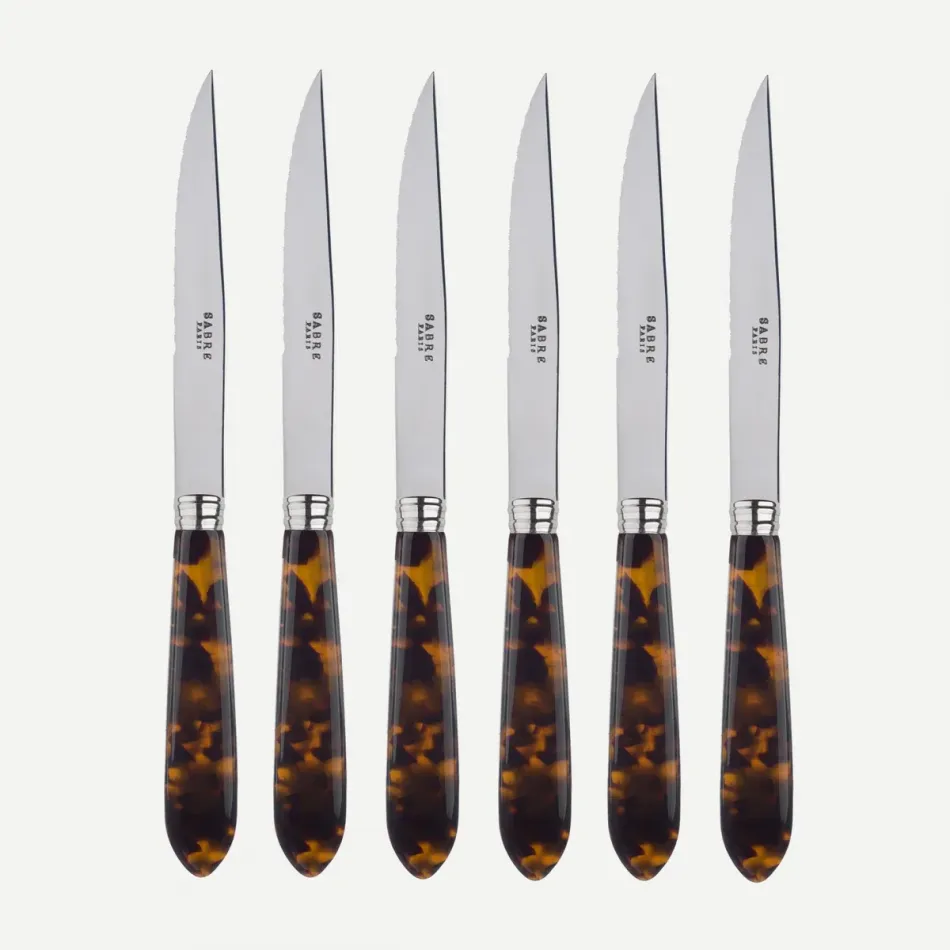 Tortoise Faux Tortoise Set Of 6 Steak Knives