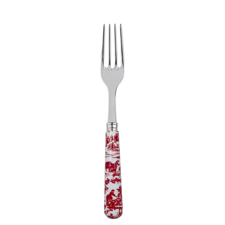 Toile De Jouy Red Dinner Fork 8.5"