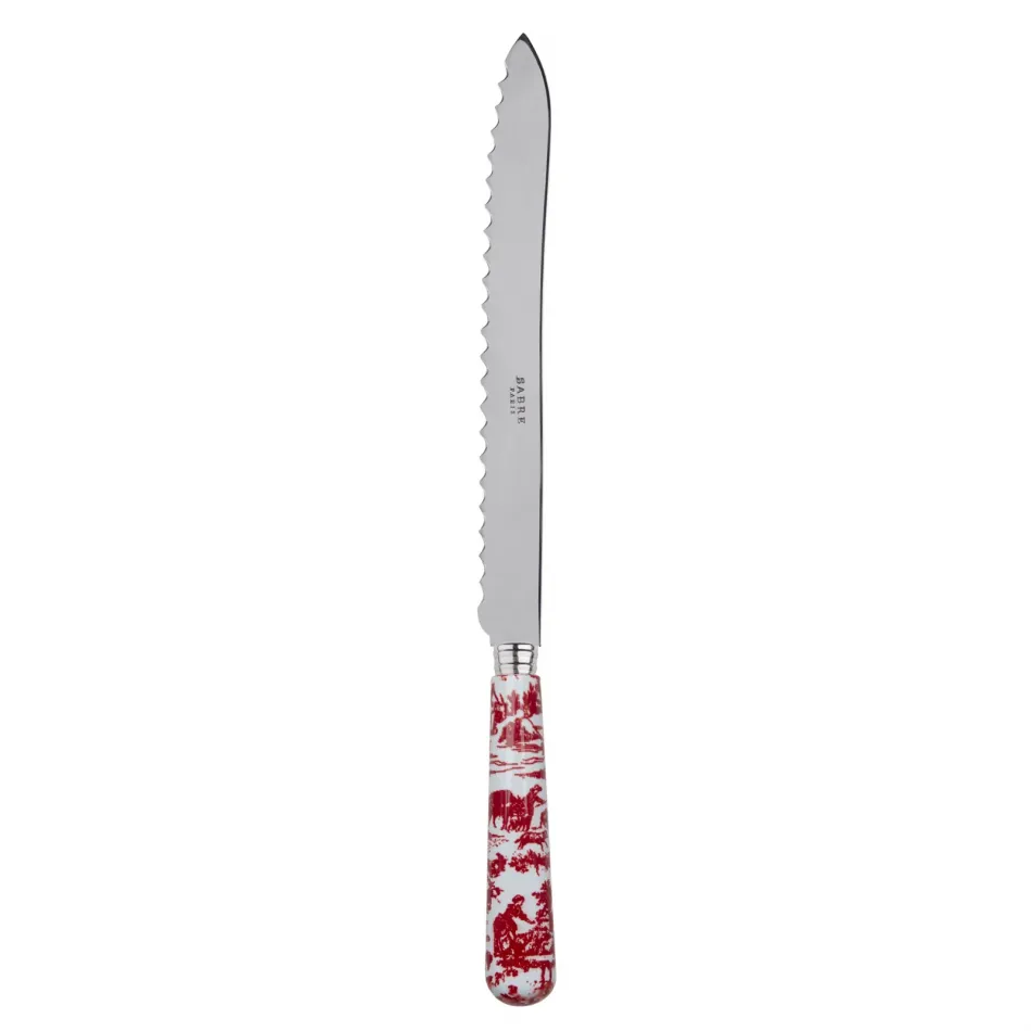 Toile De Jouy Red Bread Knife 11"