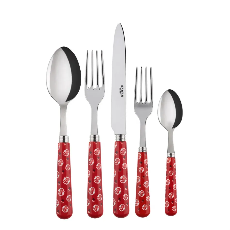 Provencal Red 5-Pc Setting (Dinner Knife, Dinner Fork, Soup Spoon, Salad Fork, Teaspoon)