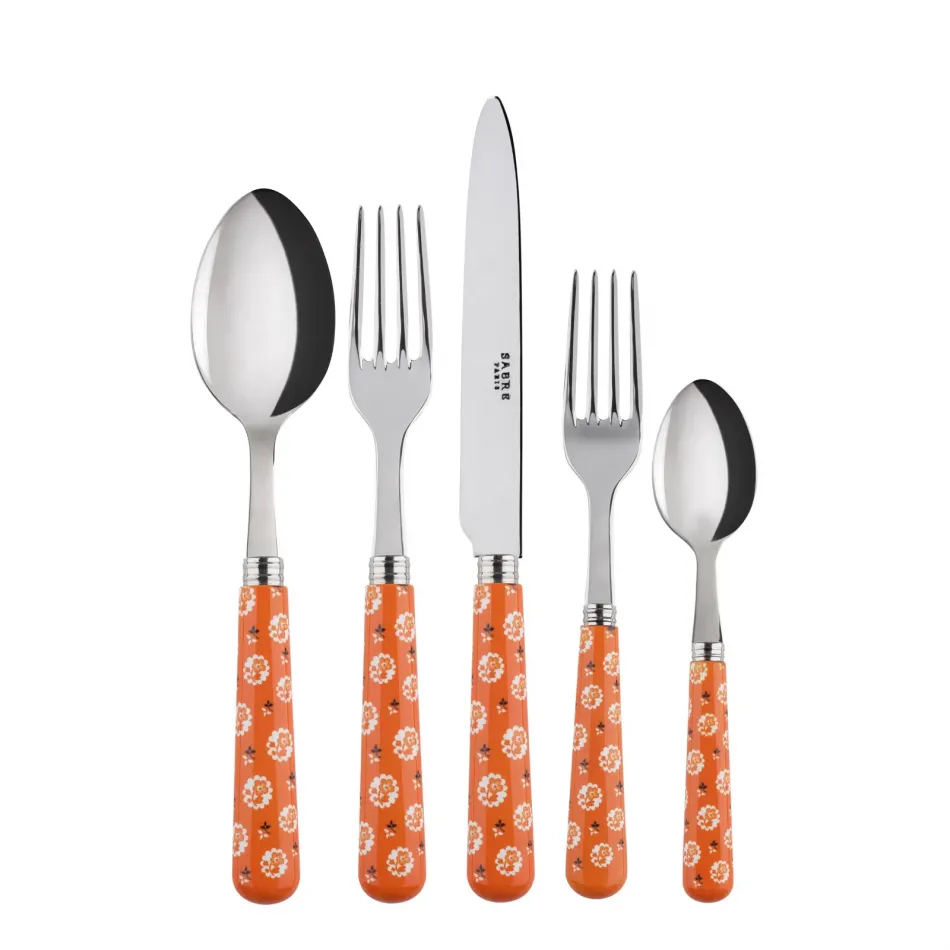 Provencal Orange 5-Pc Setting (Dinner Knife, Dinner Fork, Soup Spoon, Salad Fork, Teaspoon)