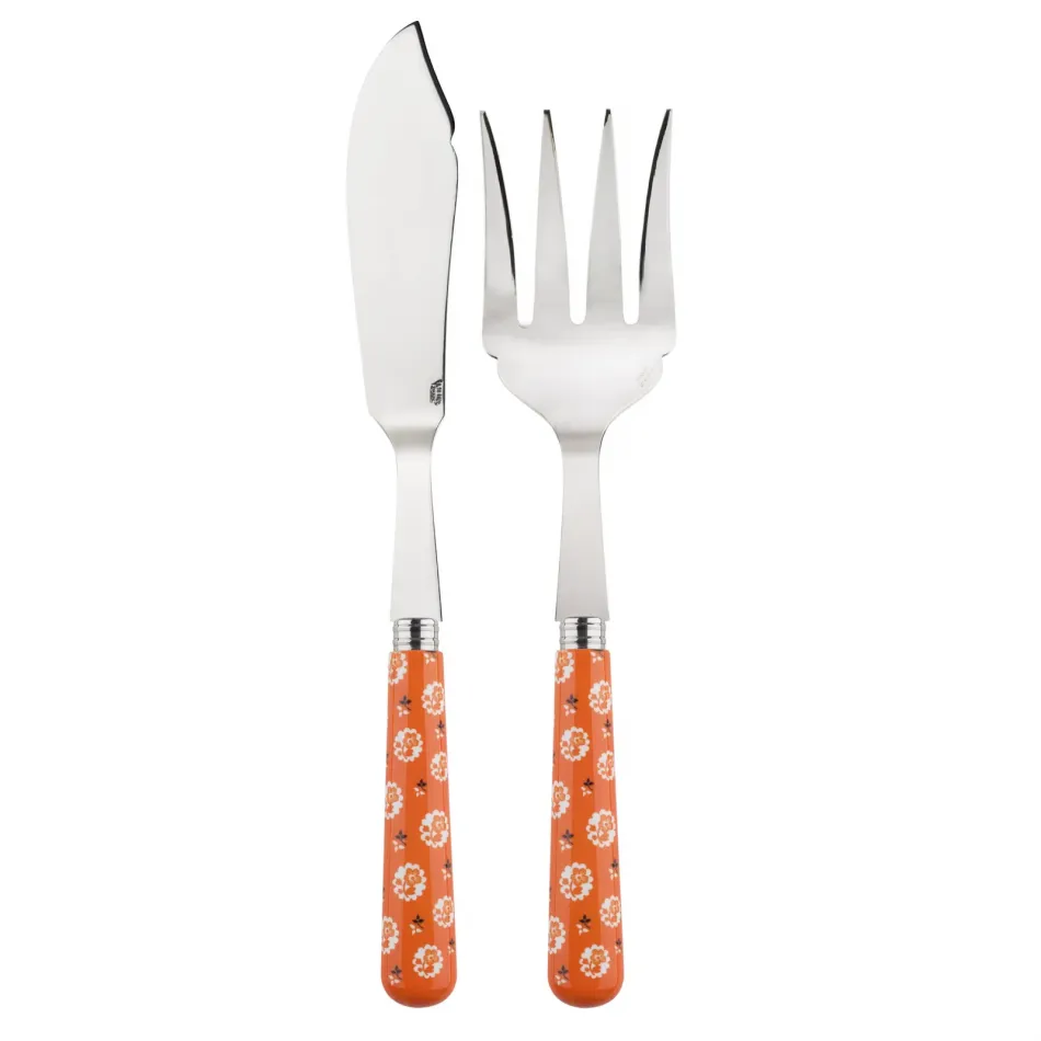 Provencal Orange 2-Pc Fish Serving Set 11" (Knife, Fork)