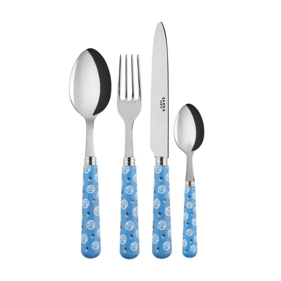 Provencal Light Blue 4-Pc Setting (Dinner Knife, Dinner Fork, Soup Spoon, Teaspoon)