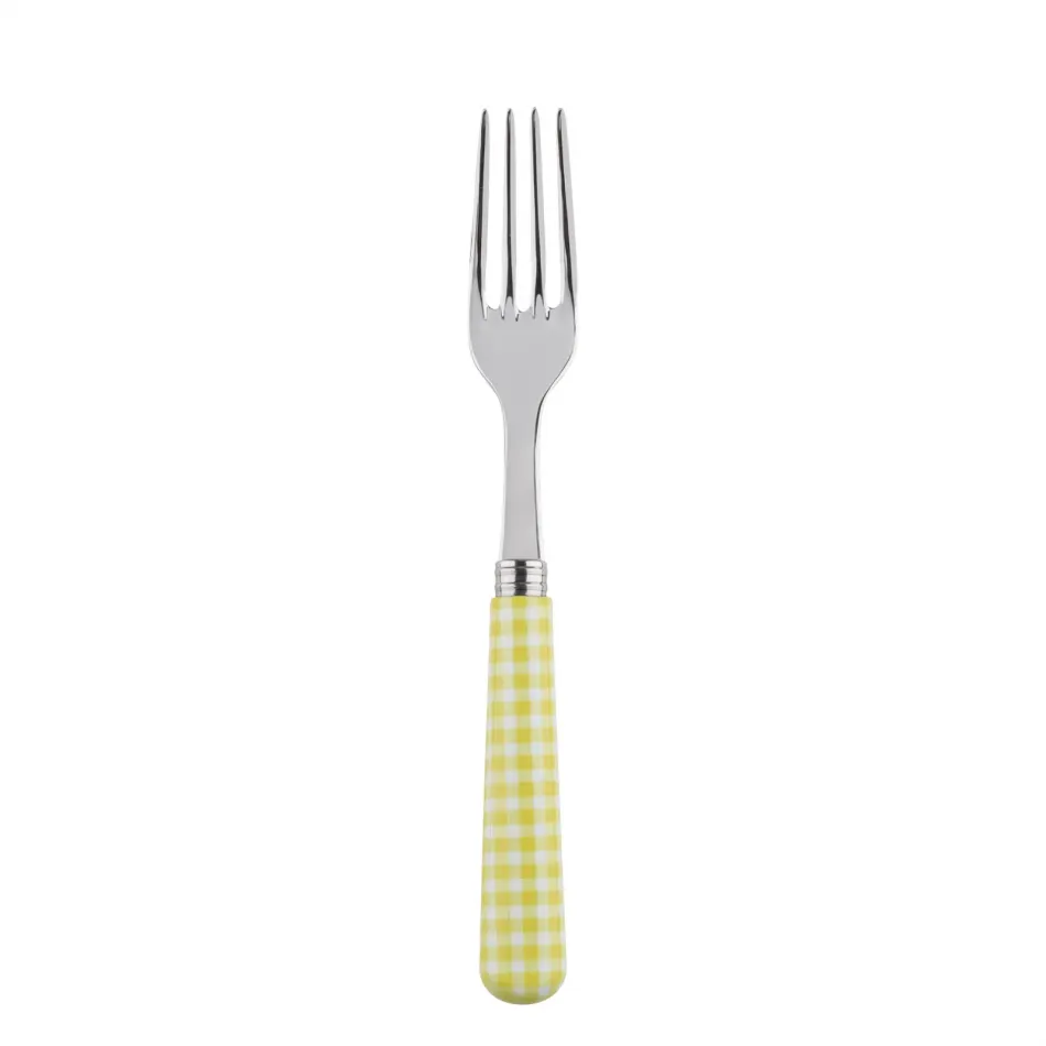 Gingham Yellow Dinner Fork 8.5"