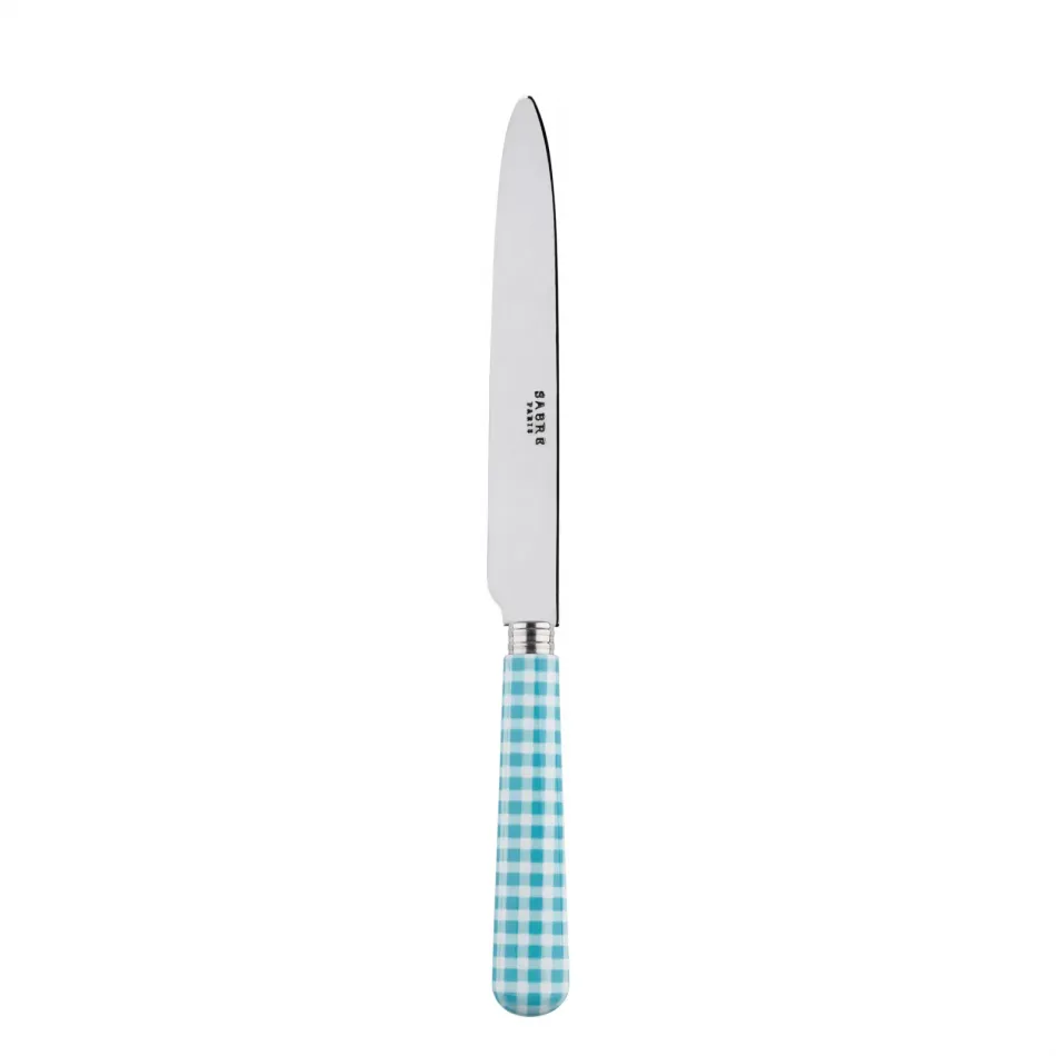 Gingham Turquoise Dinner Knife 9.25"