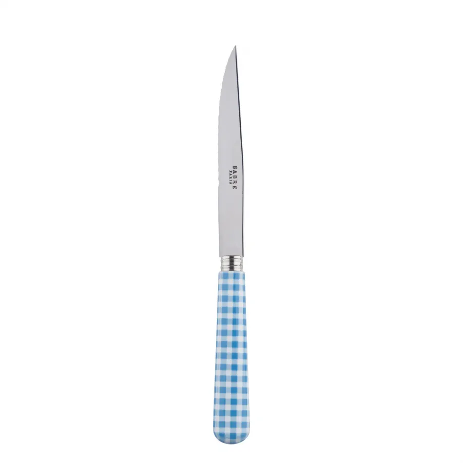 Gingham Light Blue Steak Knife 9"