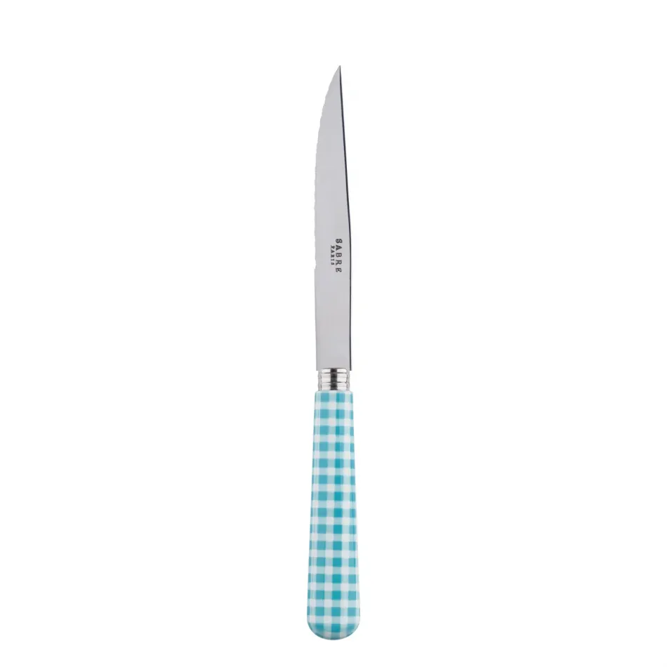 Gingham Turquoise Steak Knife 9"