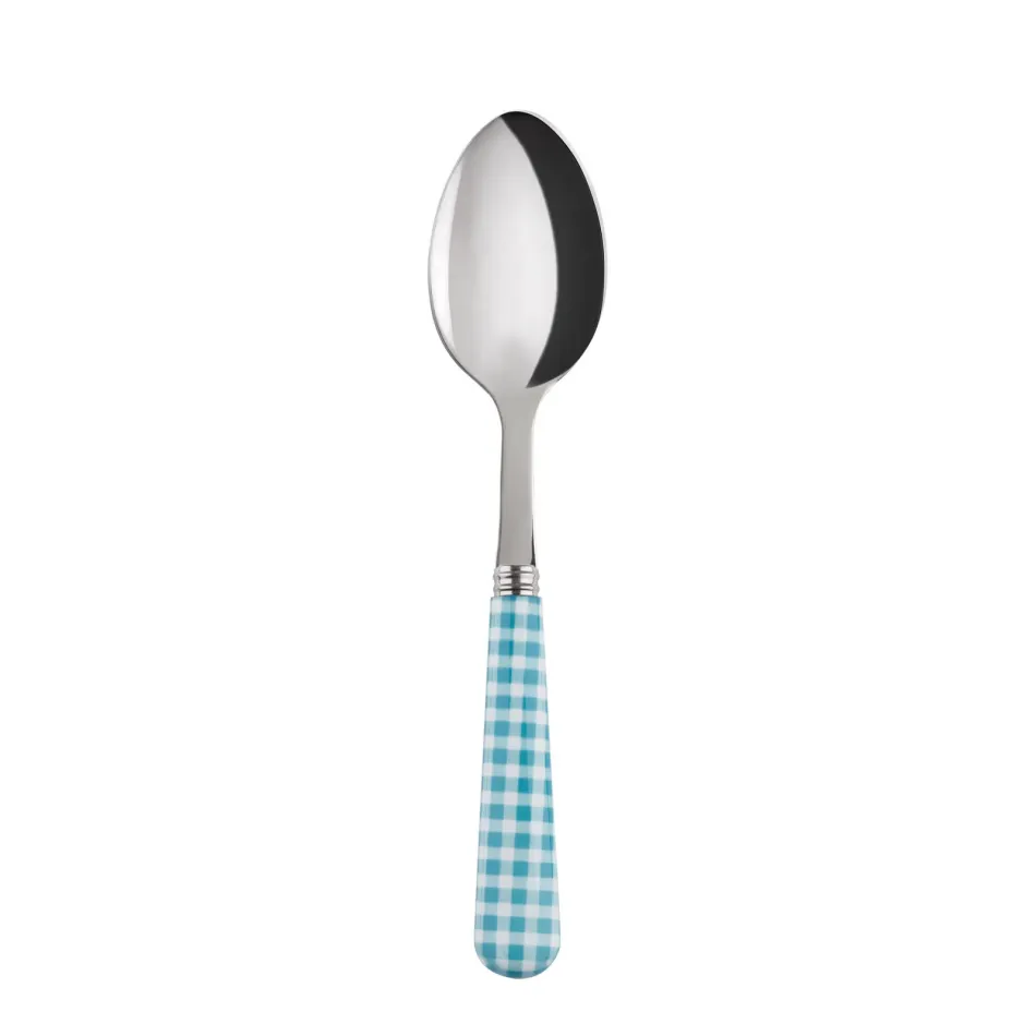 Gingham Turquoise Dessert Spoon 7.5"