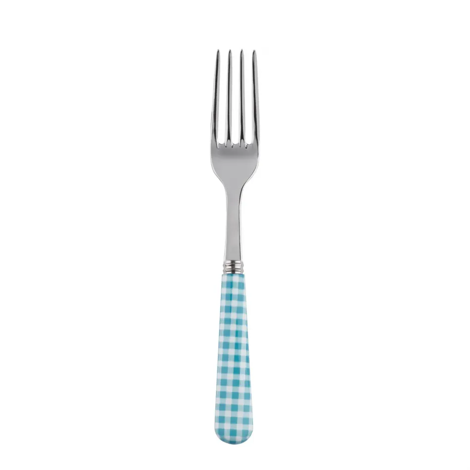 Gingham Turquoise Salad Fork 7.5"