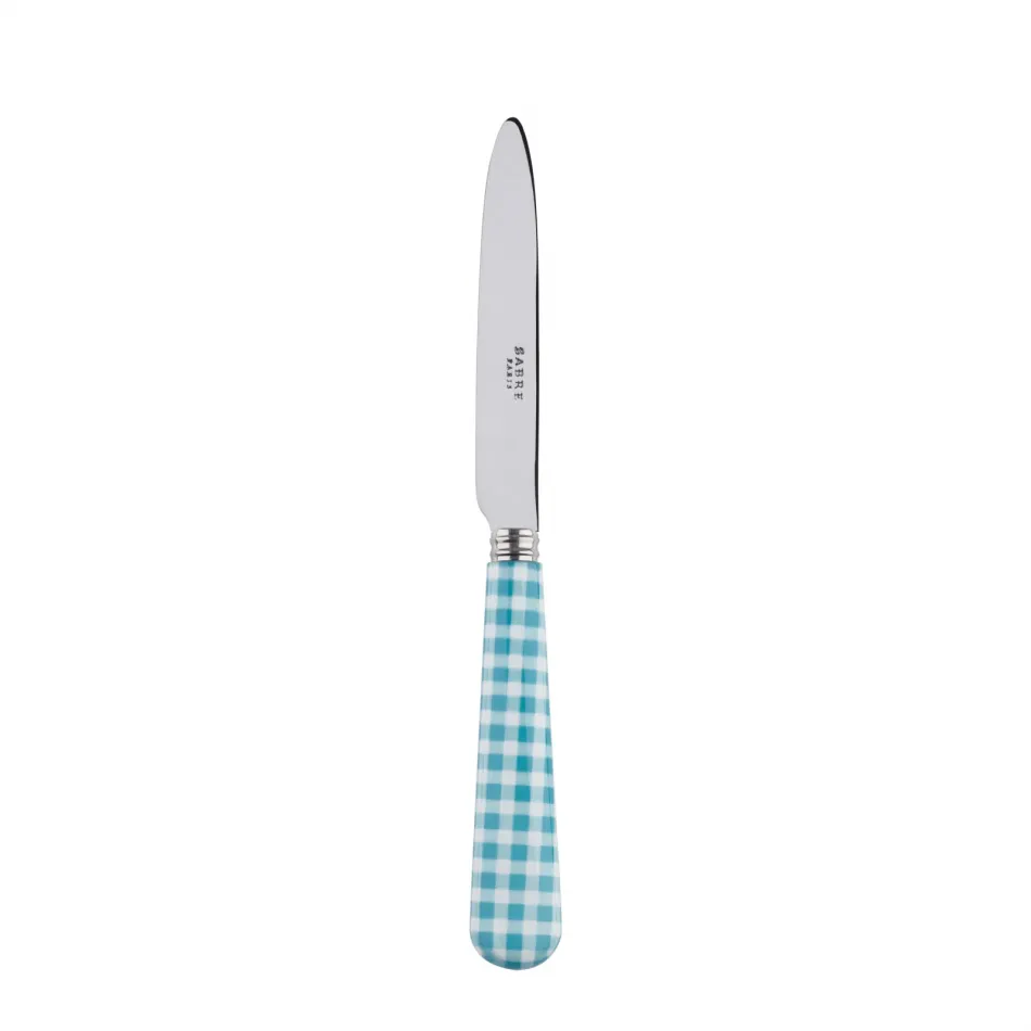 Gingham Turquoise Dessert Knife 8"