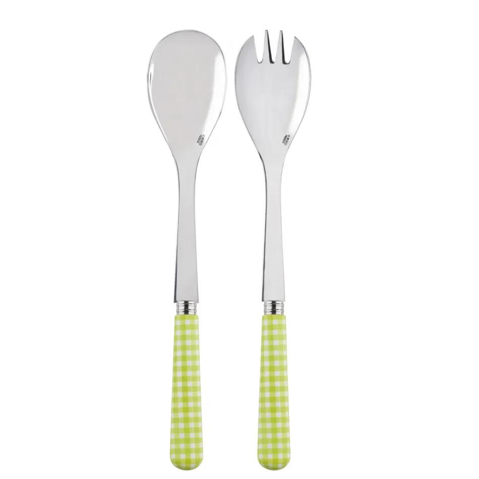 Gingham Lime 2-Pc Salad Serving Set 10.25" (Fork, Spoon)