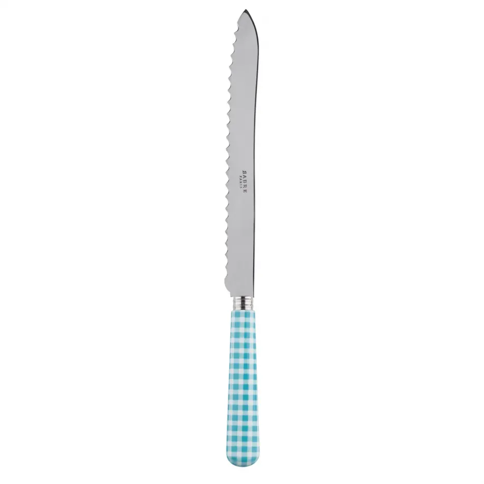 Gingham Turquoise Bread Knife 11"