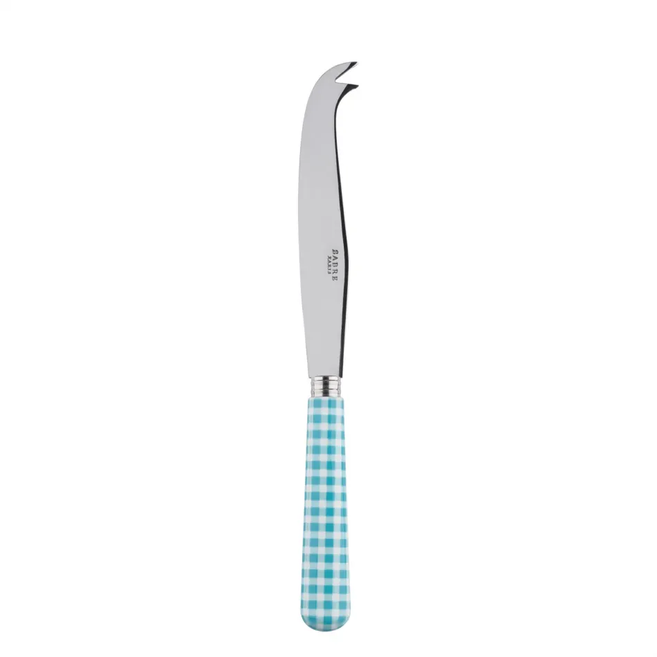 Gingham Turquoise Large Cheese Knife 9.5"