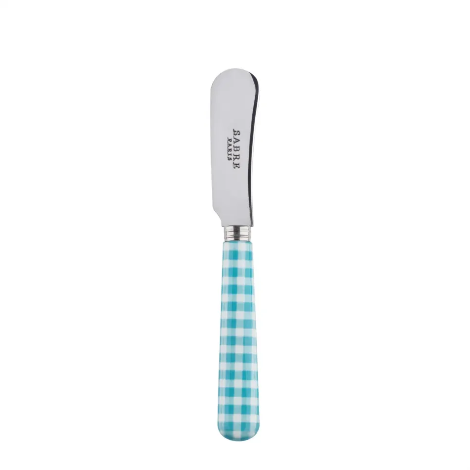 Gingham Turquoise Butter Spreader 5.5"