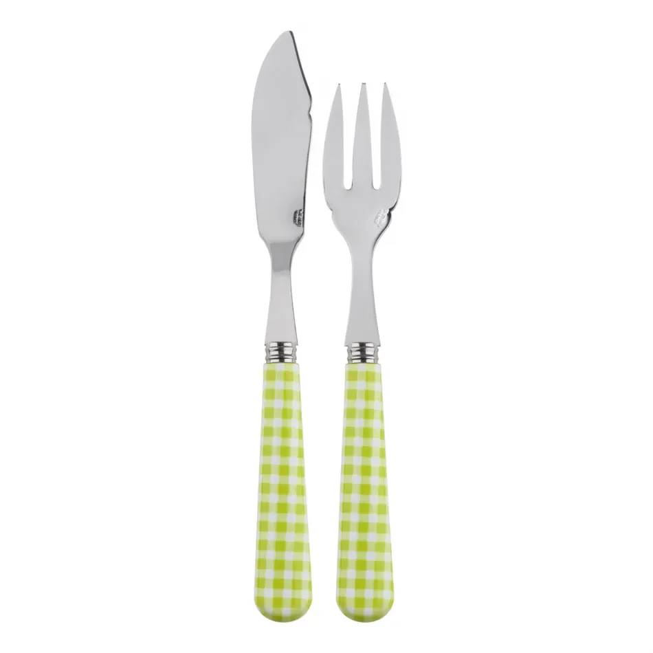 Gingham Lime Fish Set 8.25" (Knife, Fork)