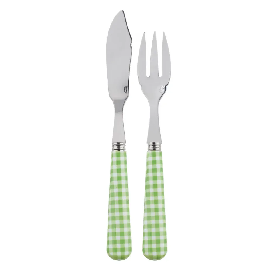 Gingham Garden Green Fish Set 8.25" (Knife, Fork)