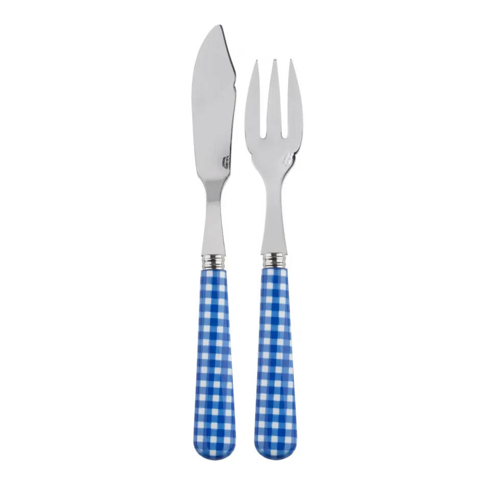 Gingham Lapis Blue Fish Set 8.25" (Knife, Fork)