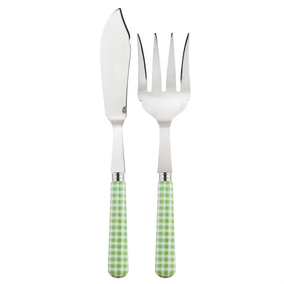 Gingham Garden Green 2-Pc Fish Serving Set 11" (Knife, Fork)