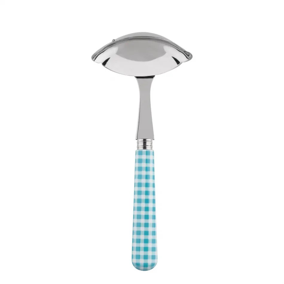 Gingham Turquoise Gravy Ladle 7.5"