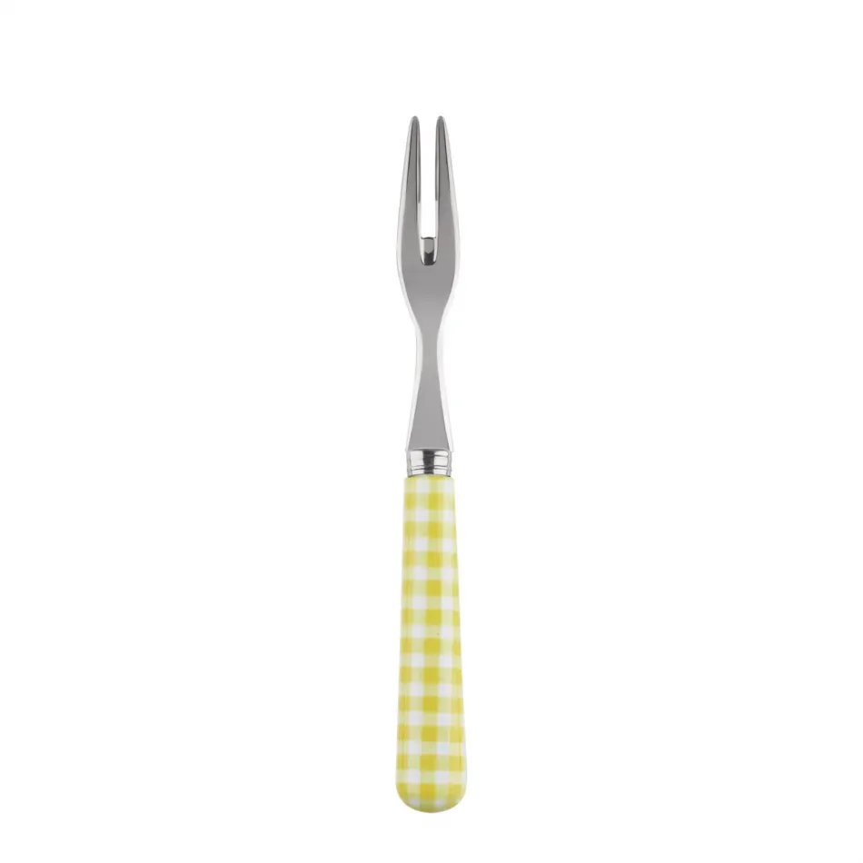 Gingham Yellow Cocktail Fork 5.75"