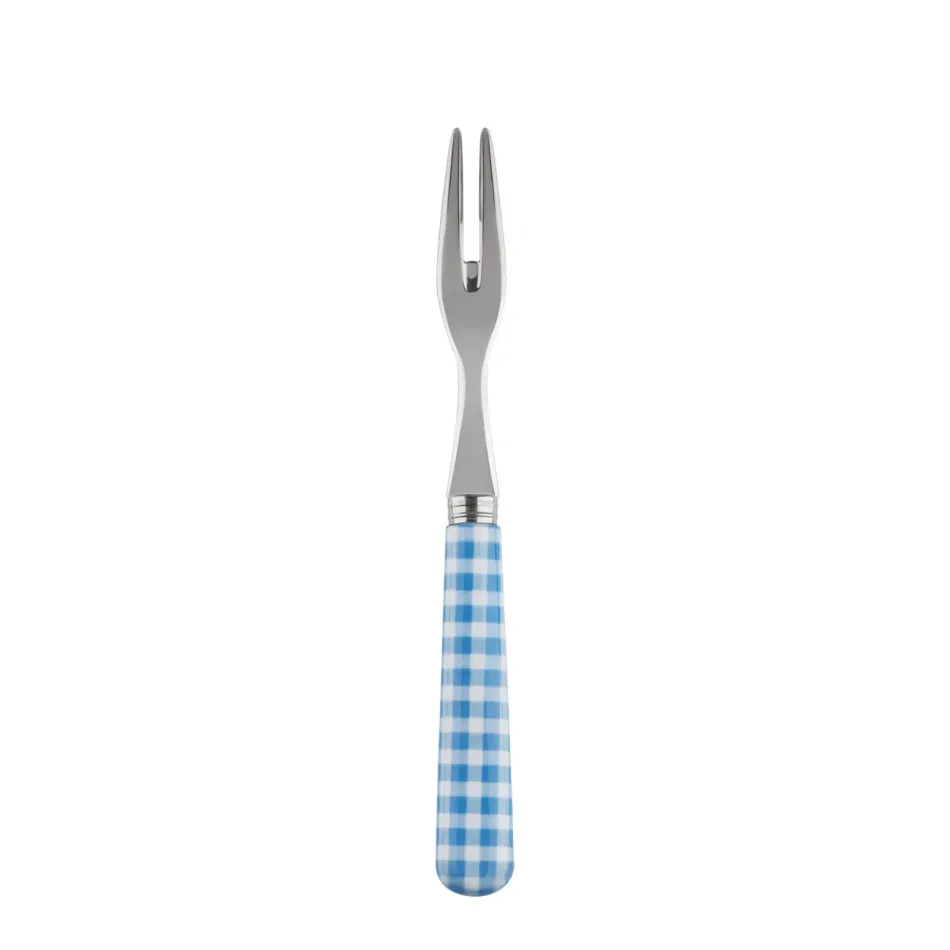 Gingham Light Blue Cocktail Fork 5.75"